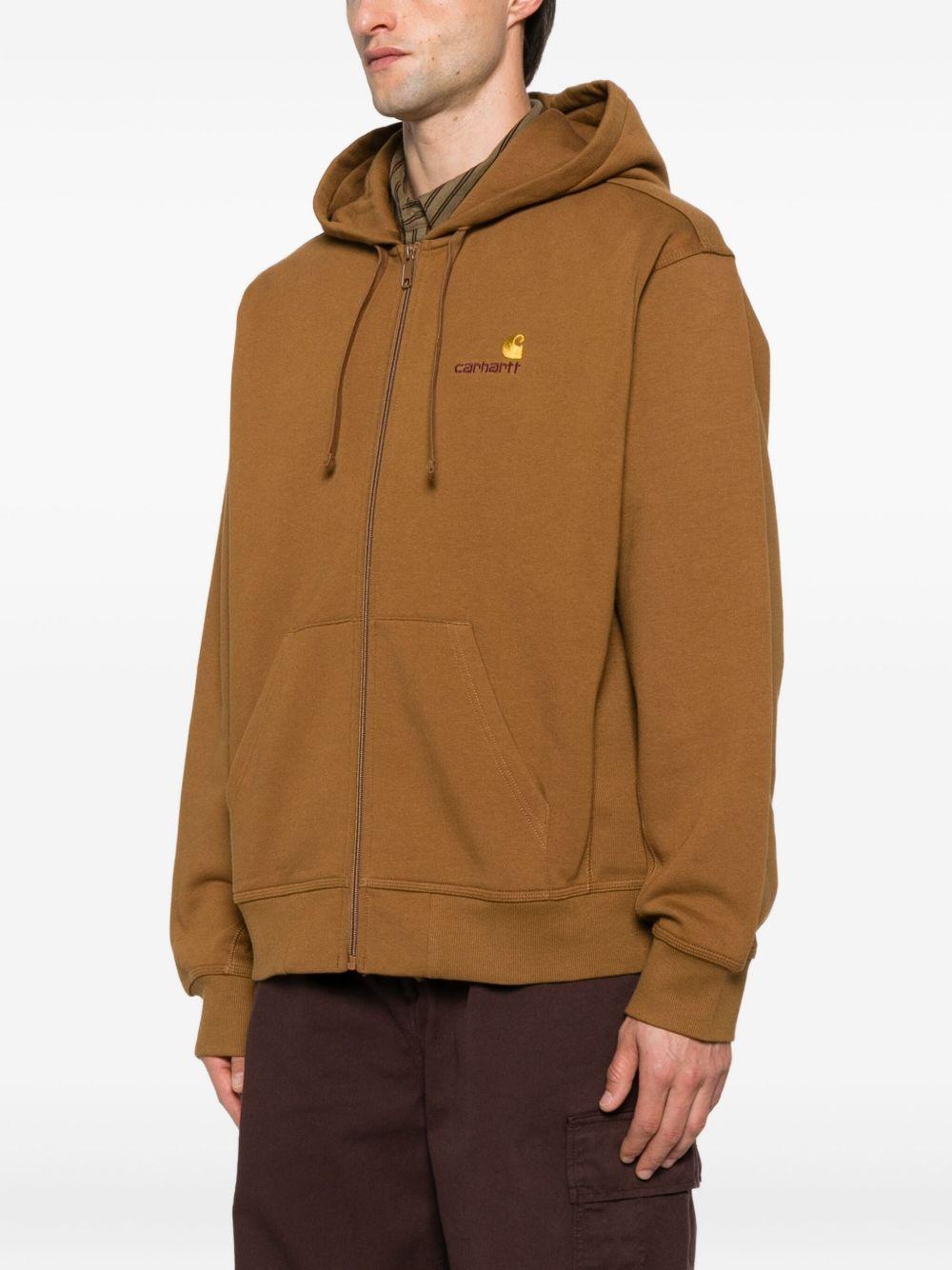CARHARTT WIP Felpa in cotone marrone con cappuccio e zip