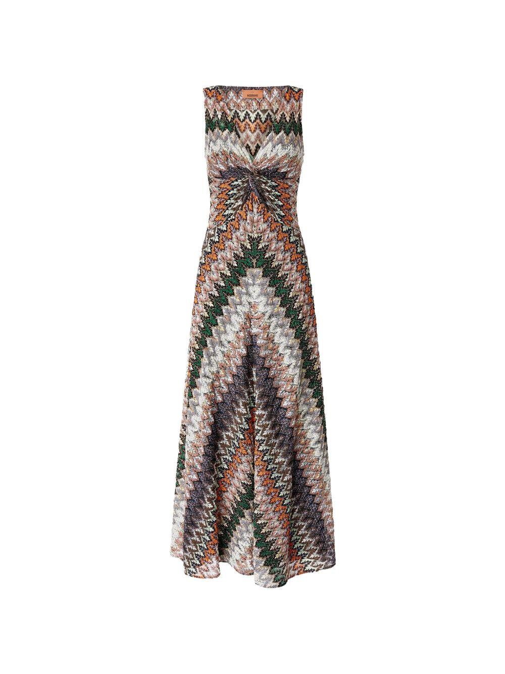 MISSONI Abito lungo multicolore con scollo a V