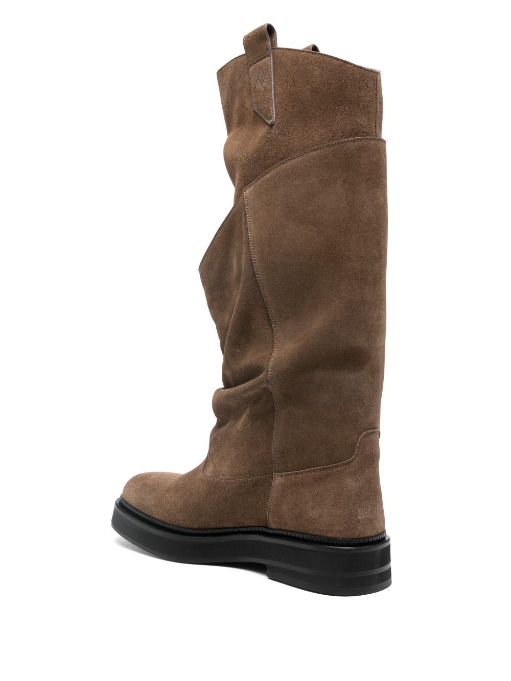 THE ATTICO Stivali alti Robin in camoscio marrone