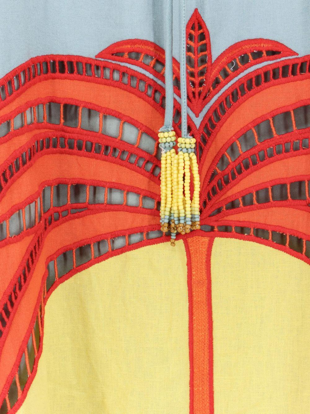 FARM RIO Abito lungo con grafica multicolore e maniche a sbuffo