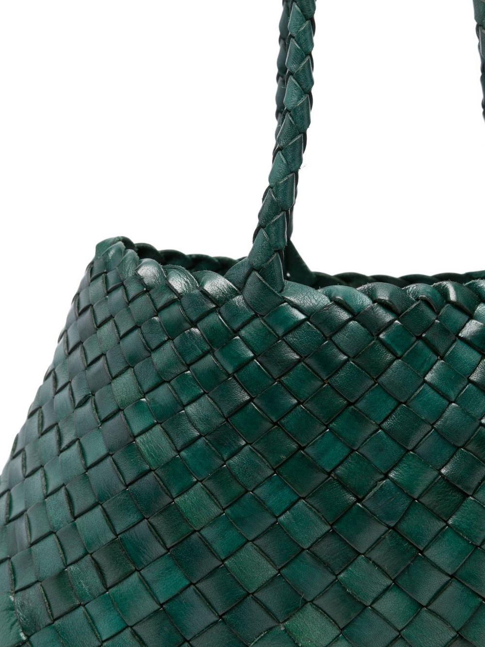 DRAGON DIFFUSION Borsa a mano 'Santa Croce' in pelle intrecciata verde