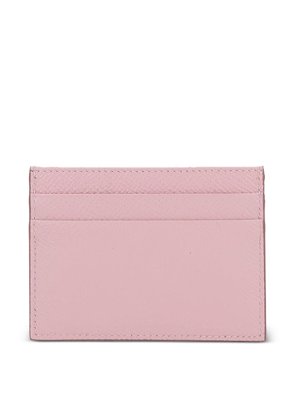 DOLCE e GABBANA Portacarte in pelle rosa con etichetta logo