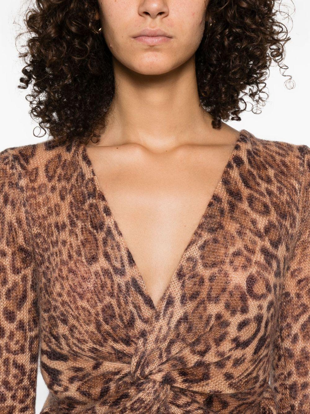 TWINSET Maglia con scollo a V e stampa animalier