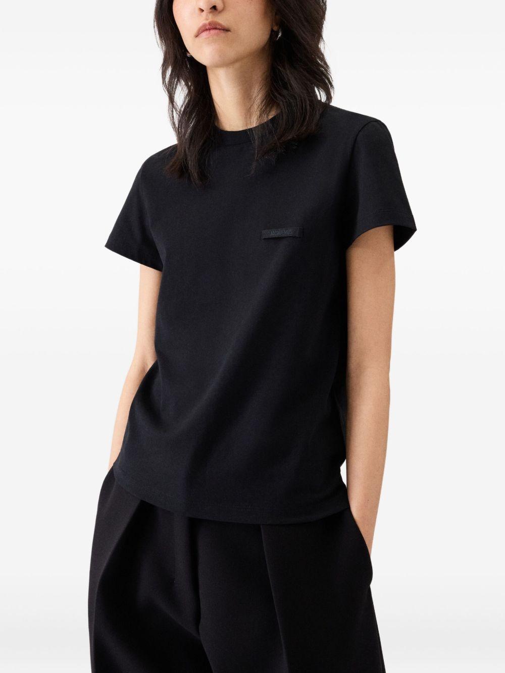JACQUEMUS T-shirt Gros Grain nera in cotone con logo