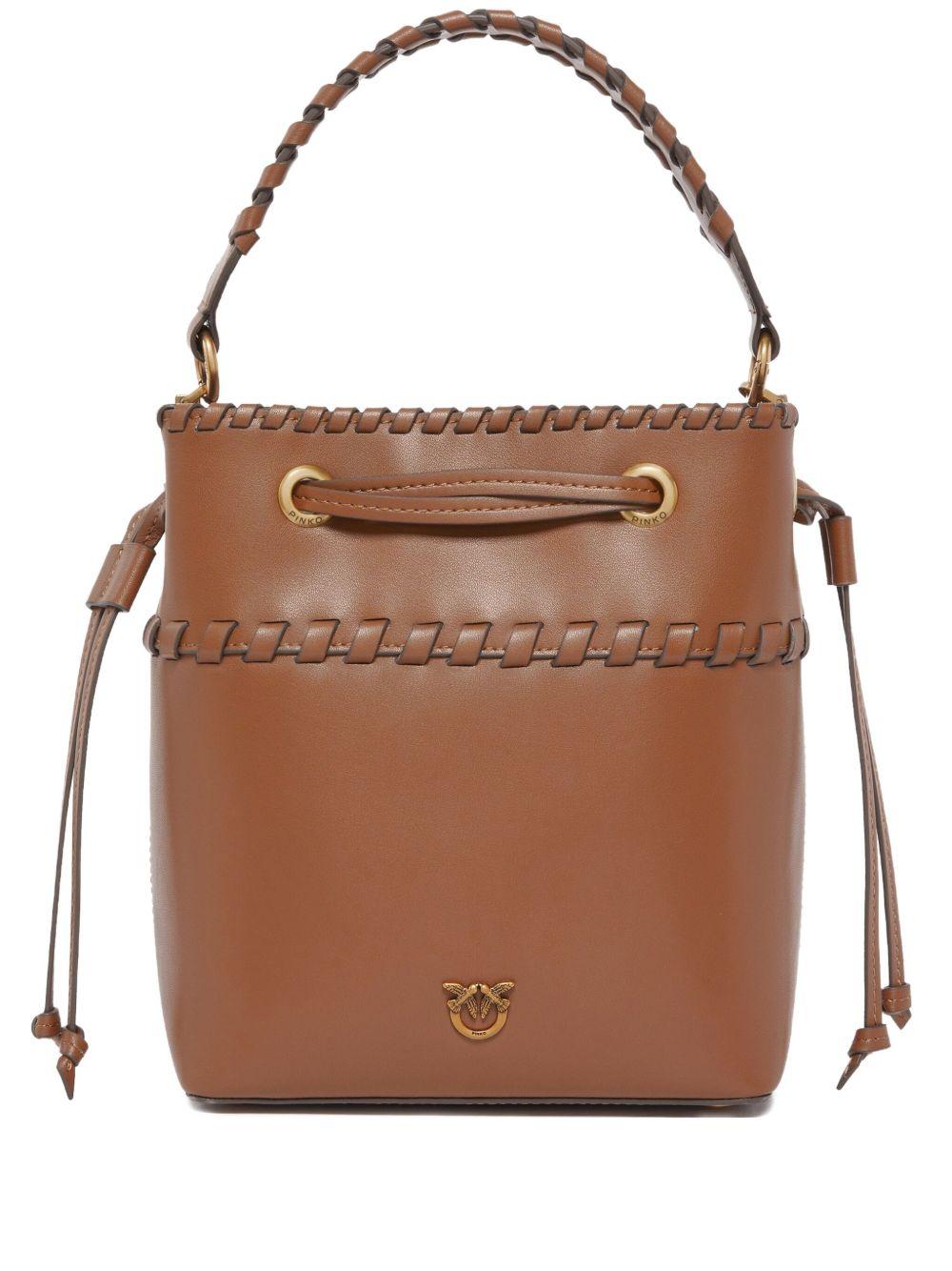 PINKO Borsa 'Secchiello Mini' in pelle marrone