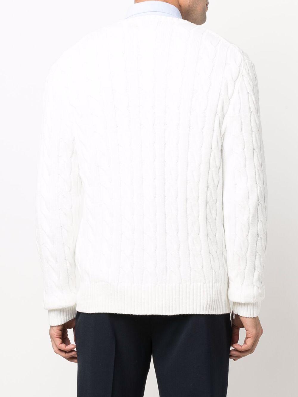 POLO RALPH LAUREN Maglia in cotone a maniche lunghe con trama a treccia e logo