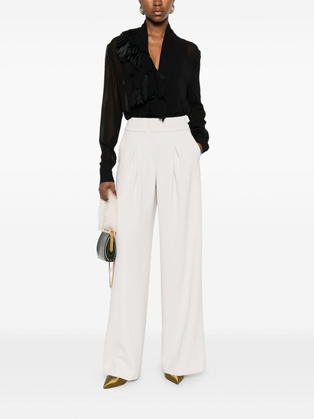 ALBERTA FERRETTI Blusa semitrasparente nera con dettagli arricciati