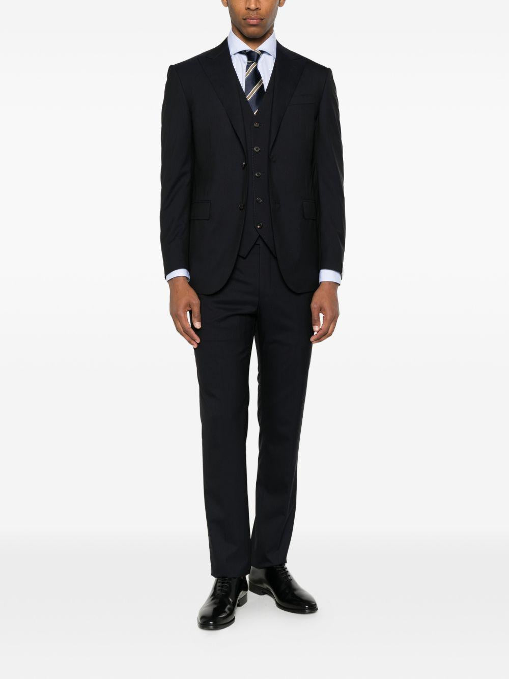 CORNELIANI Completo in lana vergine blu con giacca monopetto