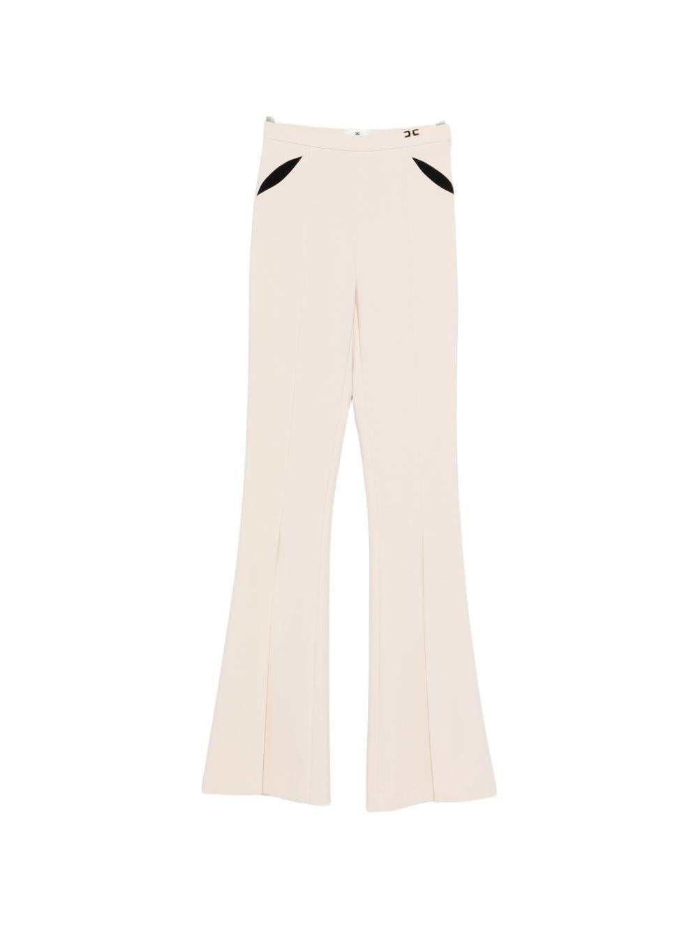 ELISABETTA FRANCHI Pantaloni bianchi con dettagli neri e spacchi sulla gamba