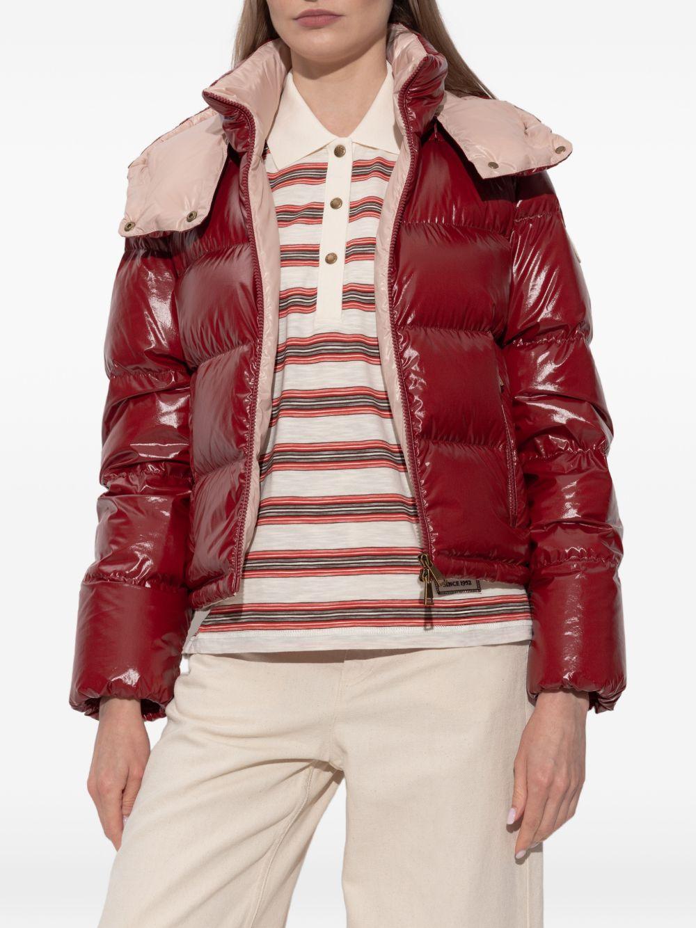 MONCLER Piumino corto lucido rosso con cappuccio