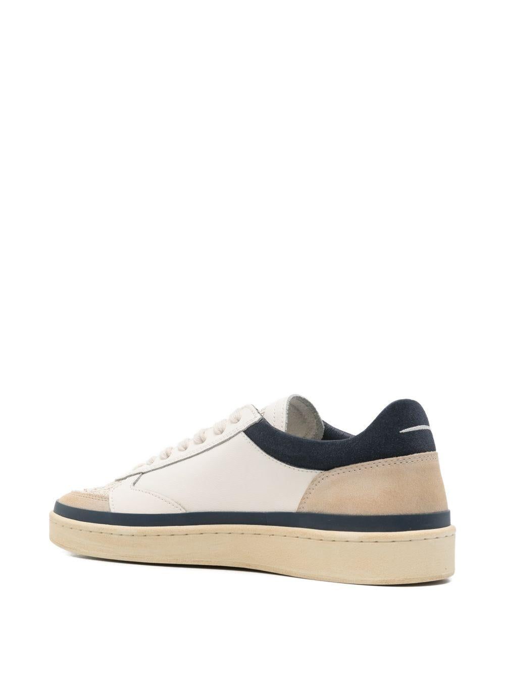 GHOUD Sneakers bianche e blu con dettagli in suede beige