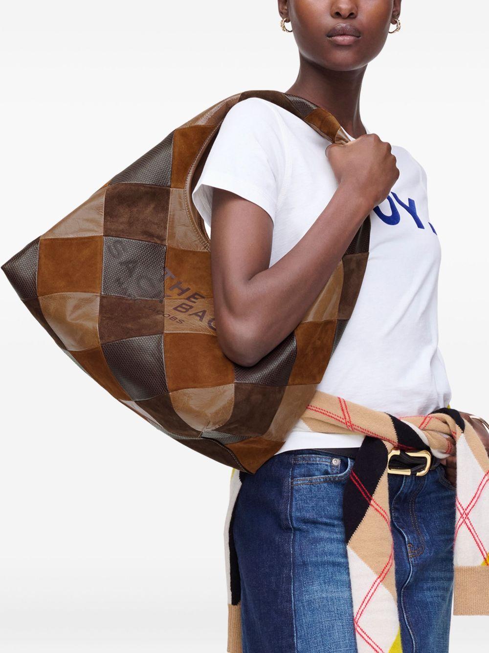 MARC JACOBS The Suede Patchwork Sack Bag in pelle marrone
