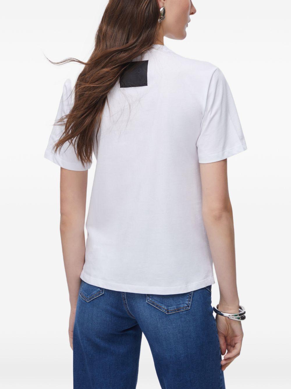 LIUJO T-shirt in cotone bianco con strass