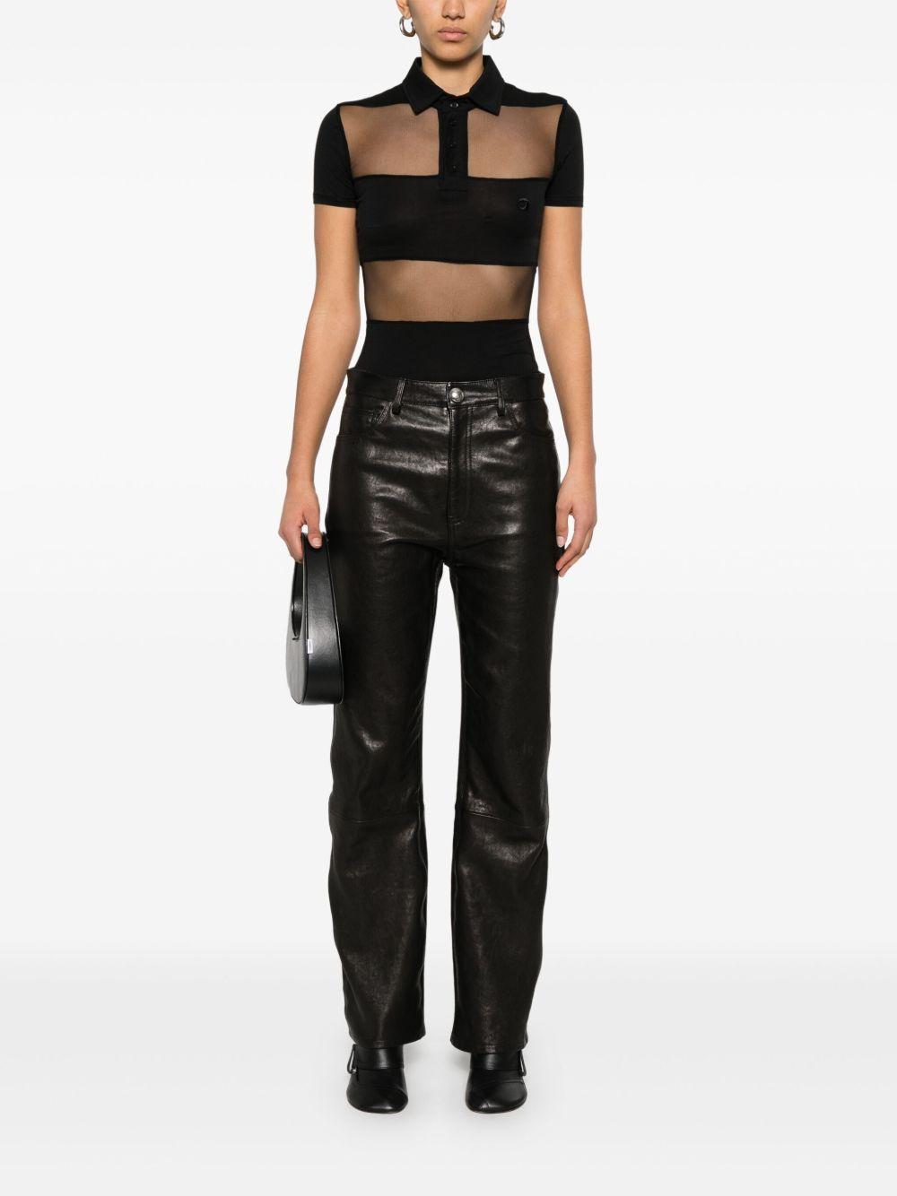 COPERNI Polo con pannelli trasparenti in tessuto nero