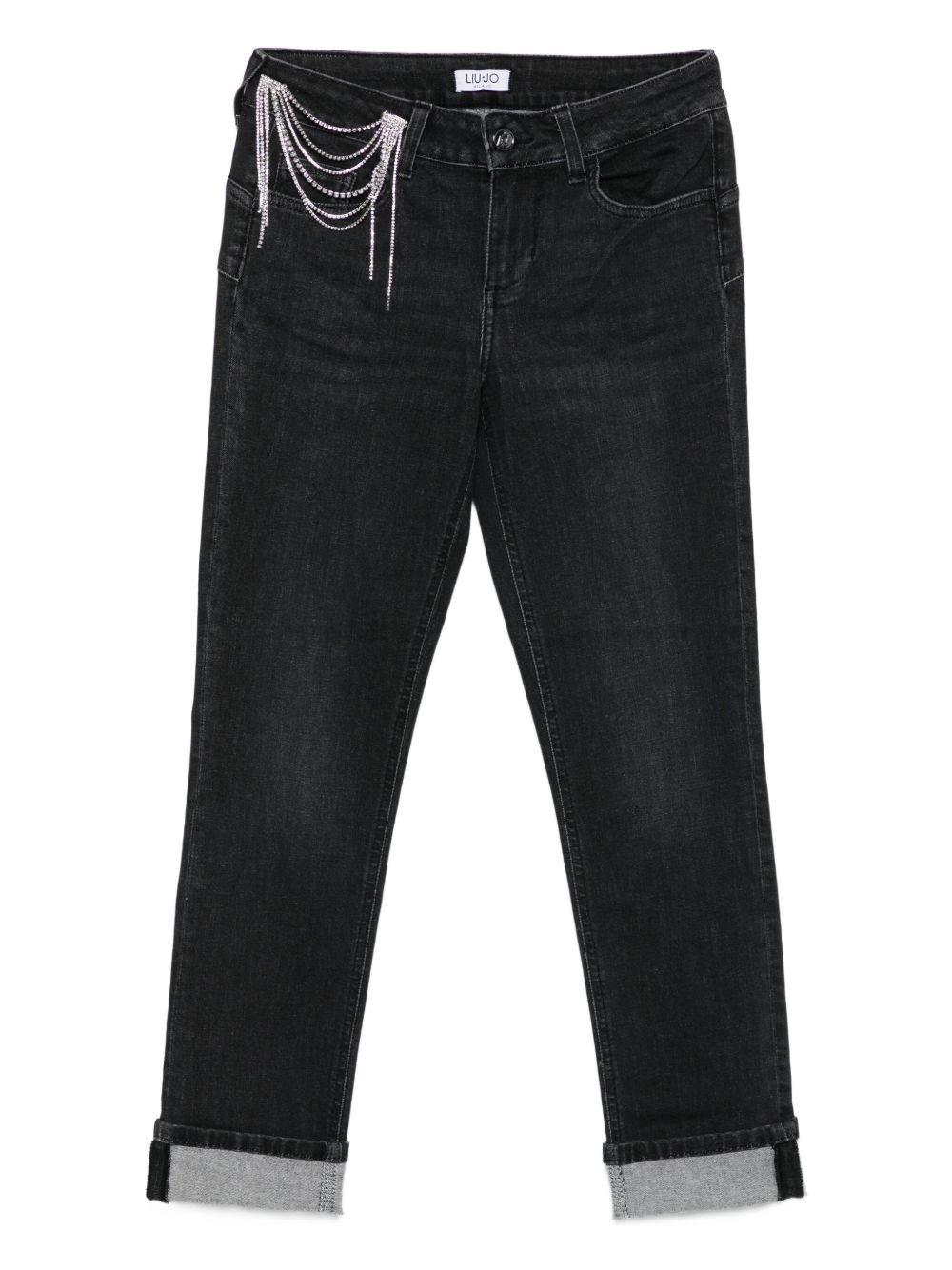 LIUJO Jeans nero con dettagli di strass