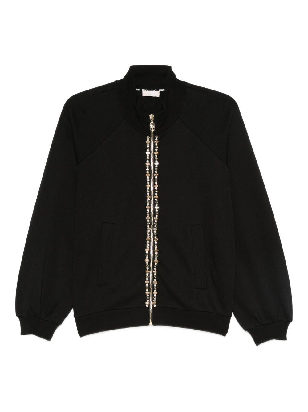 LIUJO Felpa nera in cotone con strass