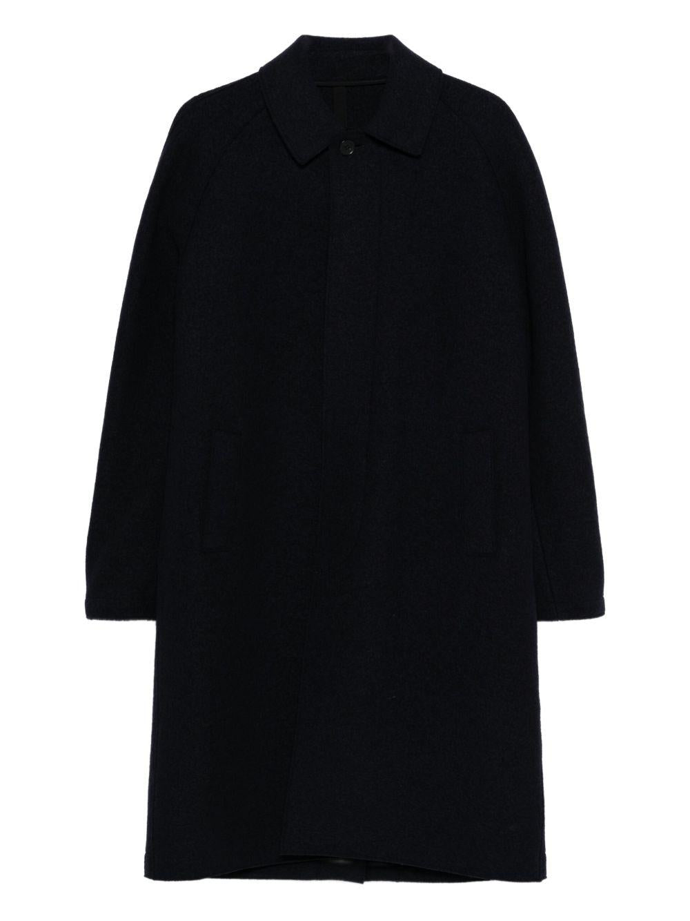 HARRIS WHARF LONDON Cappotto lungo balmacaan in lana blu navy