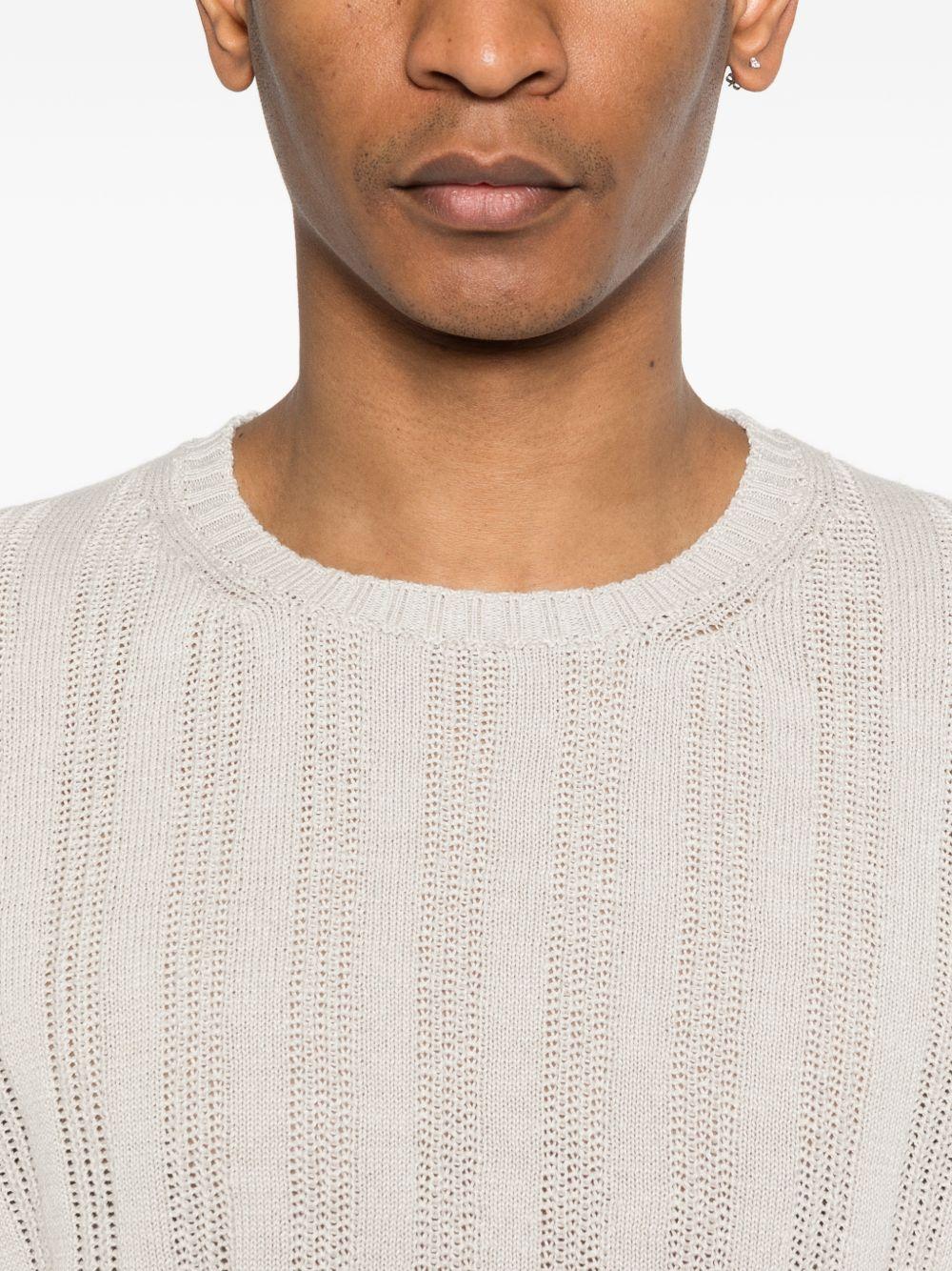 SCAGLIONE Maglia in lino e cotone bianco a righe