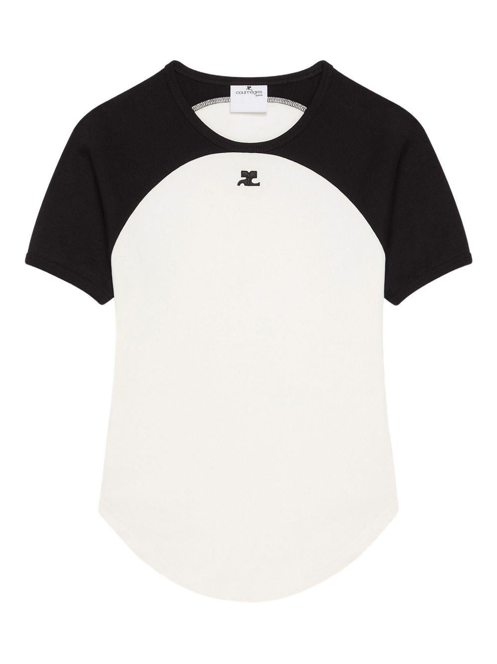 COURREGES T-shirt a maniche corte bianca e nera
