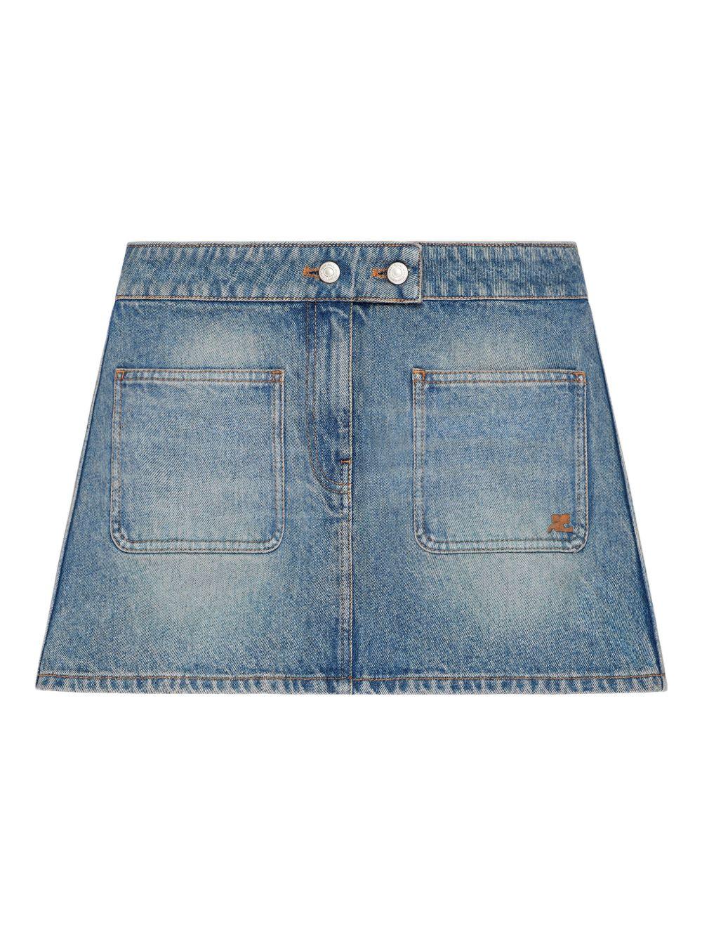 COURREGES Minigonna in denim di cotone con tasche