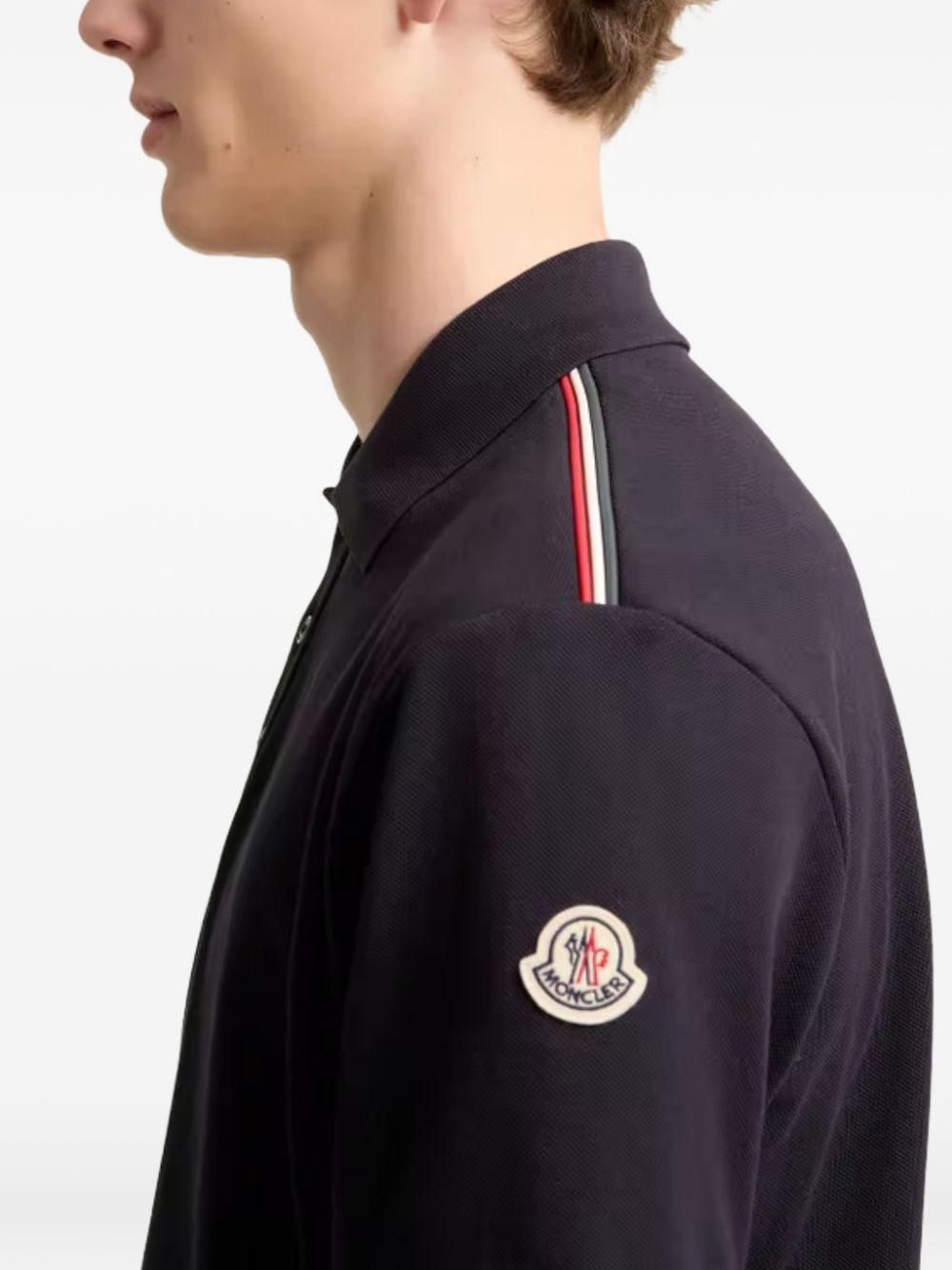 MONCLER Camicia nera a righe in cotone