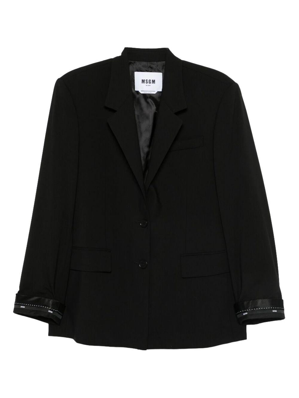 MSGM Blazer nero con logo sui polsini