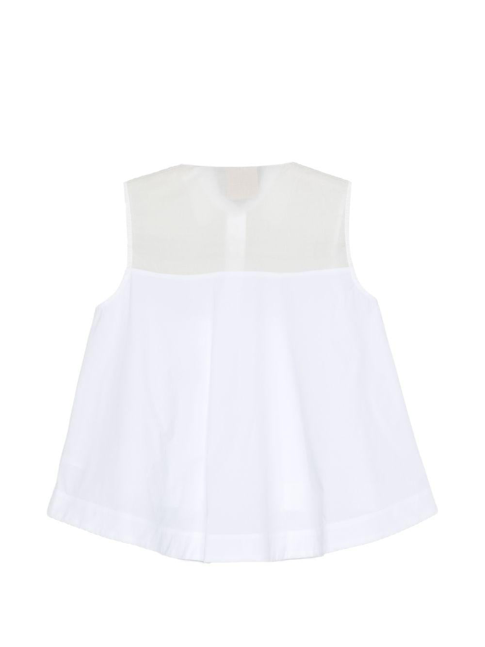 SEMICOUTURE Top in cotone elasticizzato bianco con bottoni
