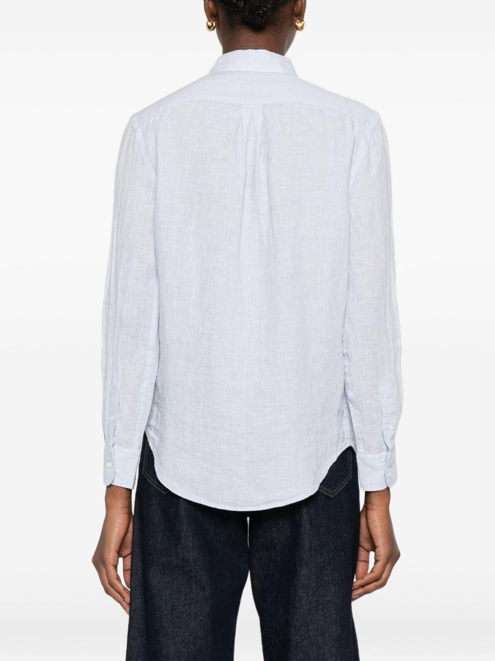 POLO RALPH LAUREN Camicia con logo Polo in lino azzurro