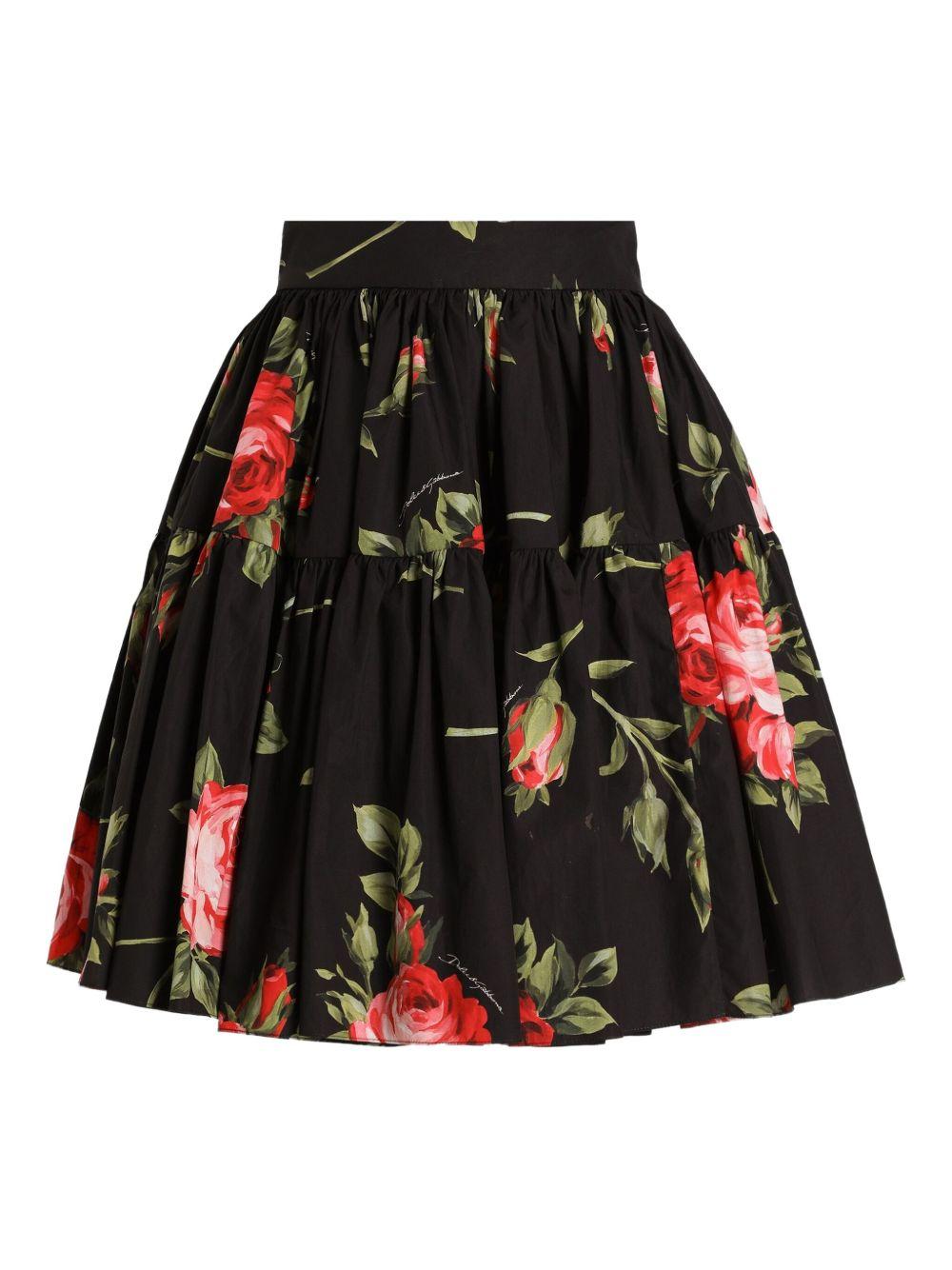 DOLCE e GABBANA Minigonna nera con stampa floreale