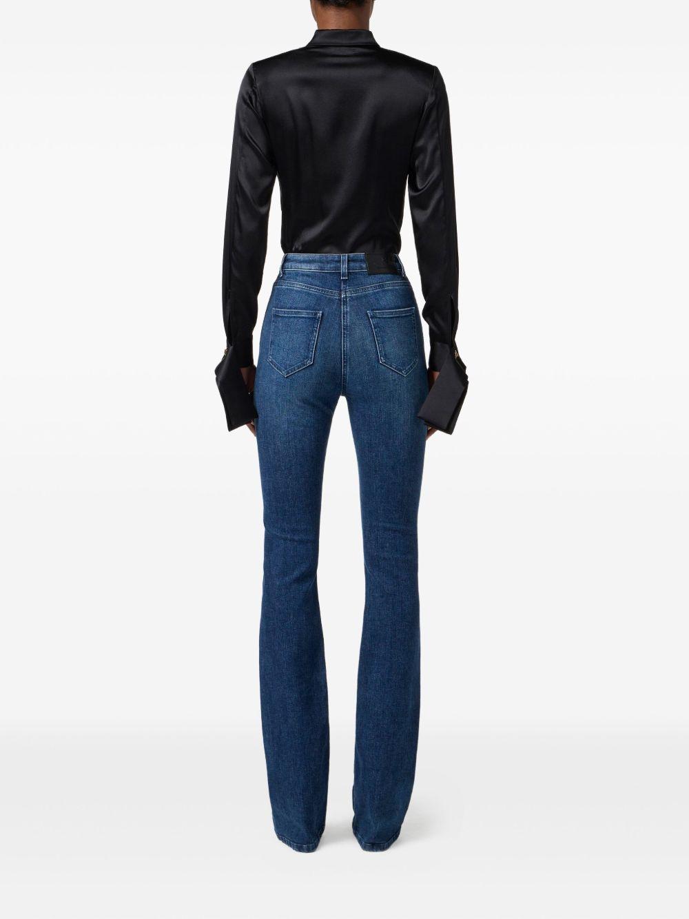 ELISABETTA FRANCHI Camicia a body in raso nero con scollo V