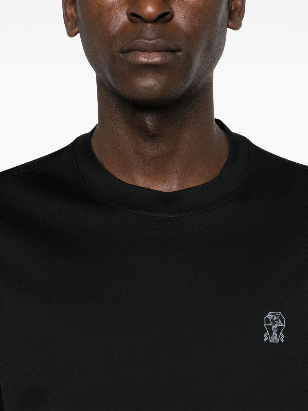 BRUNELLO CUCINELLI T-shirt girocollo in jersey di cotone nero con logo