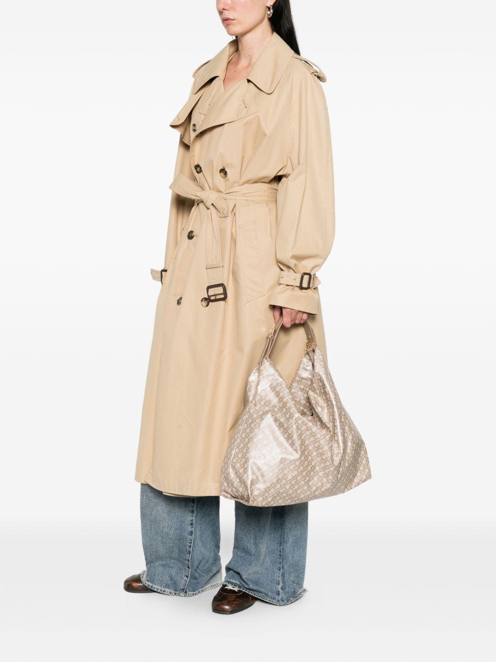 GHERARDINI Borsa a spalla color avorio Softy Creta con logo all-over