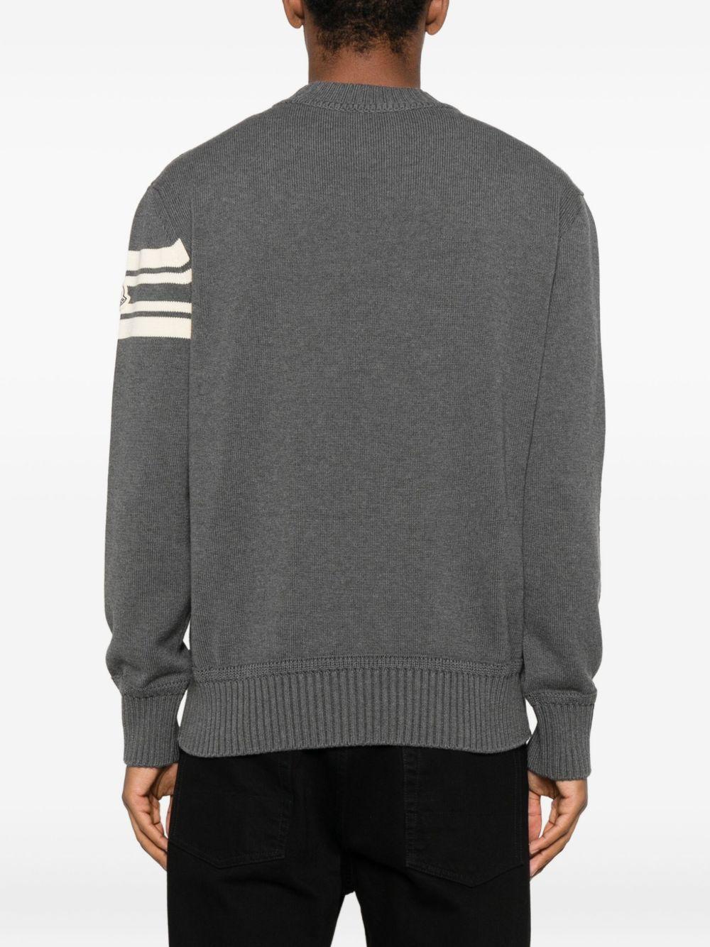 MONCLER Mglione in cotone grigio con logo ricamato