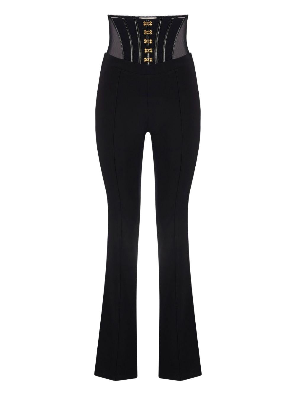 ELISABETTA FRANCHI Pantaloni neri a vita alta con corsetto