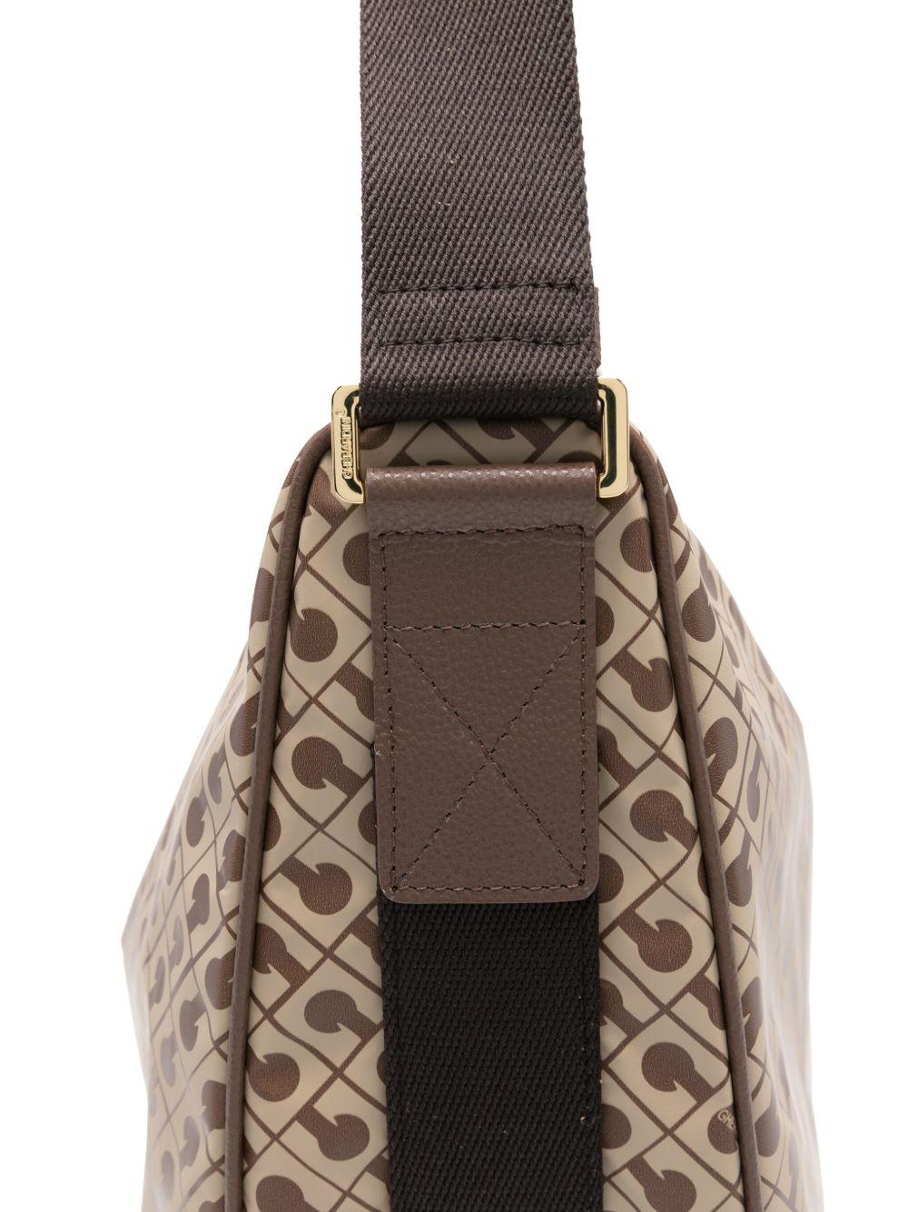 GHERARDINI Borsa shopping Softy Tabacco con logo all-over marrone