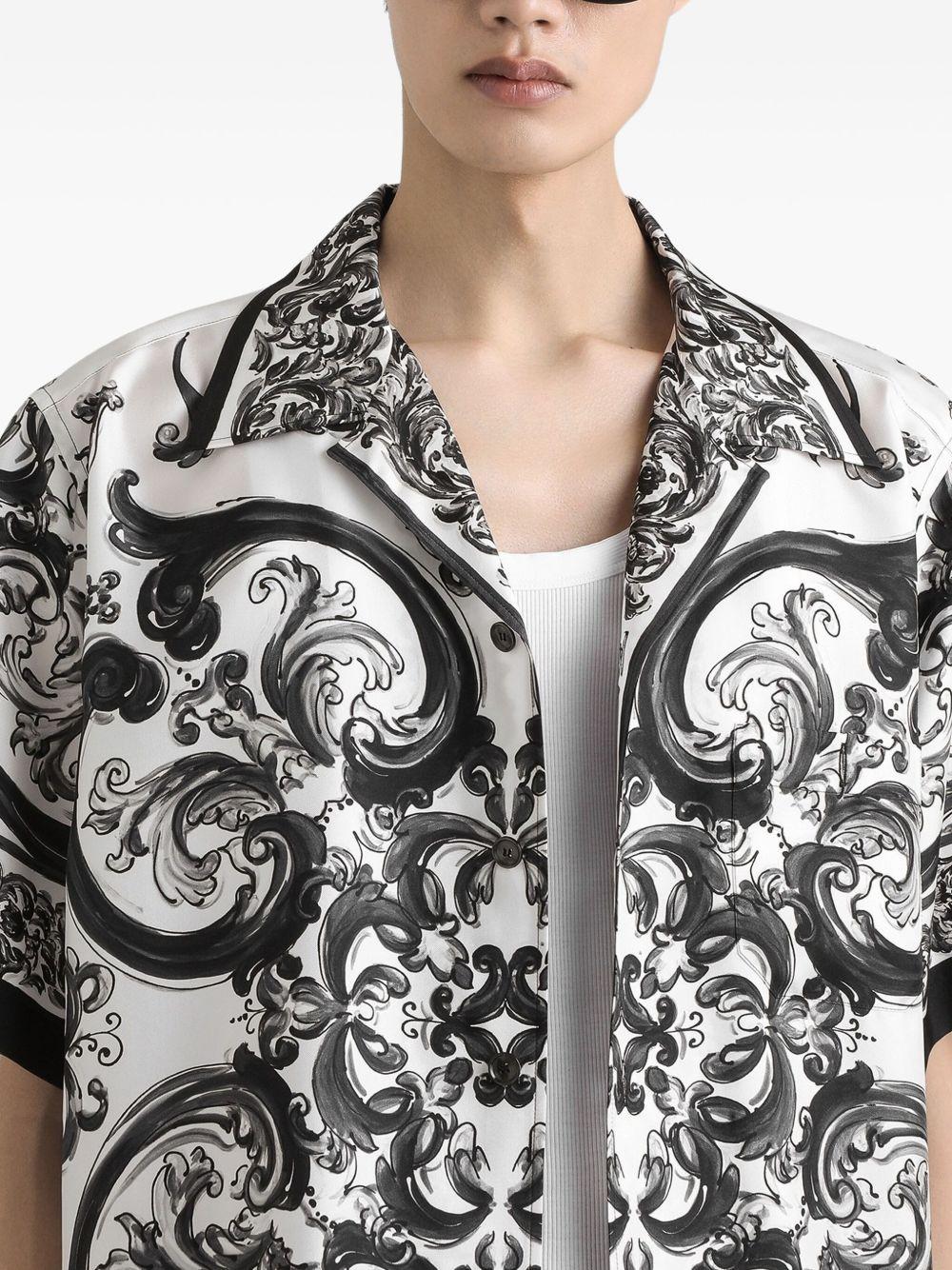 DOLCE e GABBANA Camicia 'Hawaii' in twill di seta stampa Maiolica