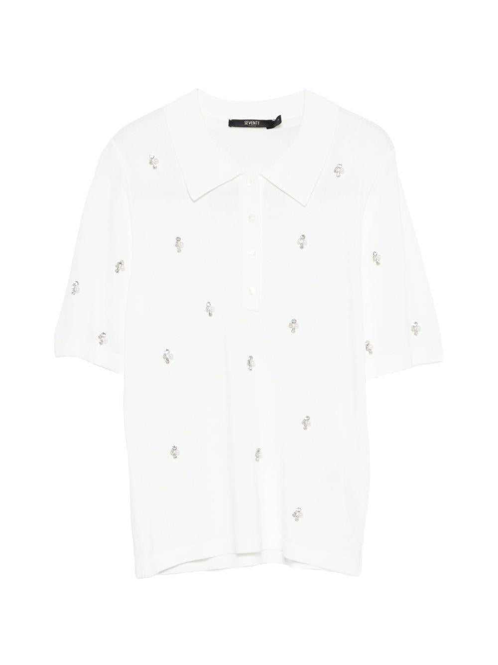 SEVENTY Polo bianca con strass