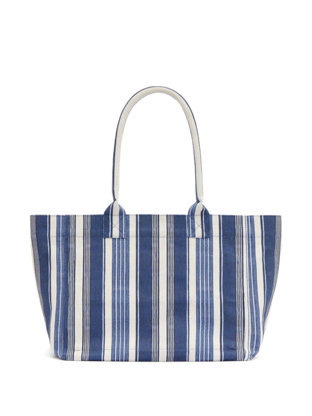 ISABEL MARANT Borsa shopping in cotone a righe con logo