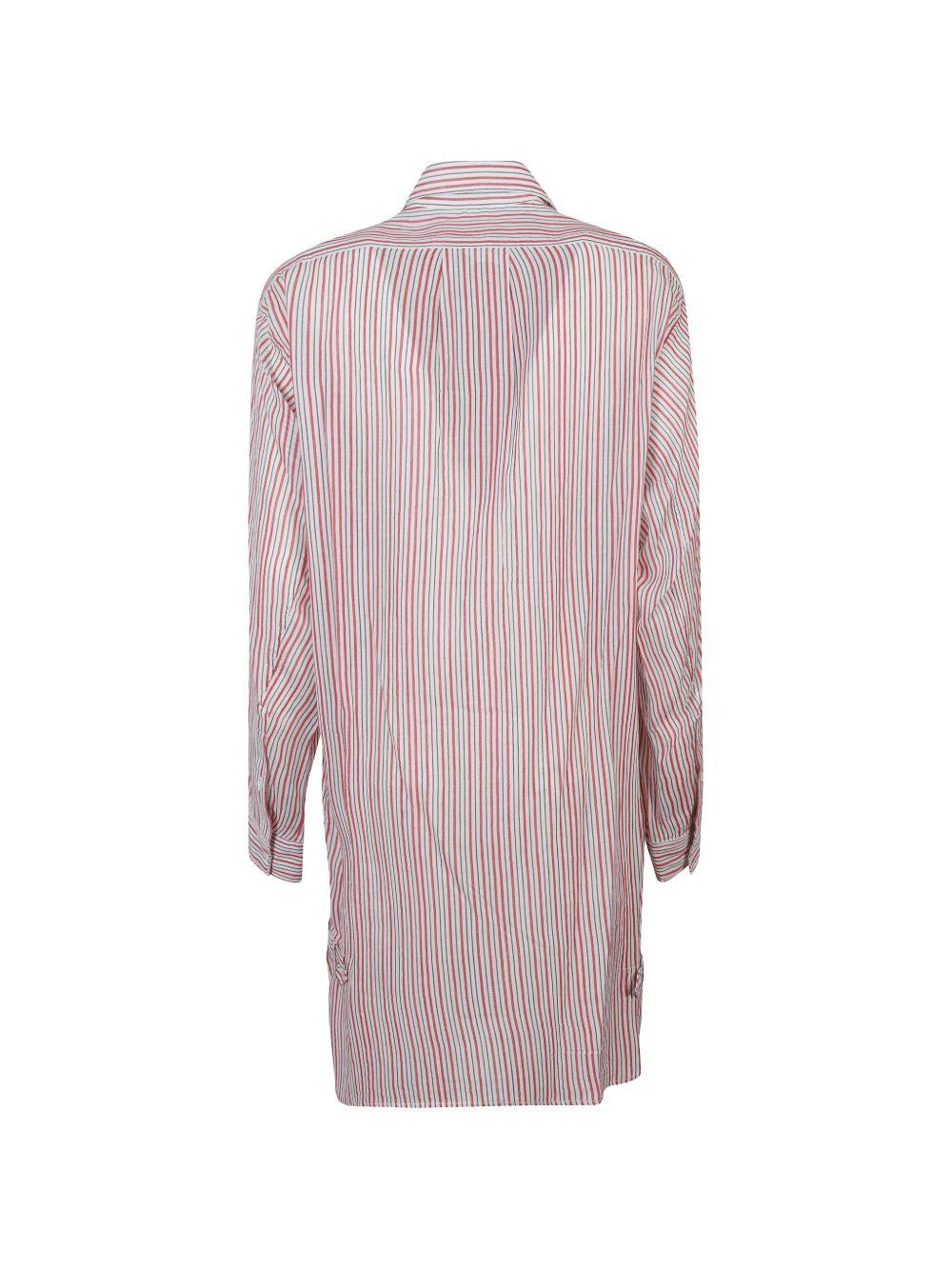 MARANT ETOILE Abito a camicia a righe rosse con tasca sul petto