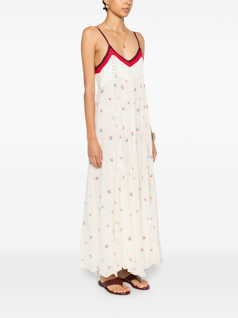 FORTE FORTE Abito lungo in cotone misto seta con micro fantasia