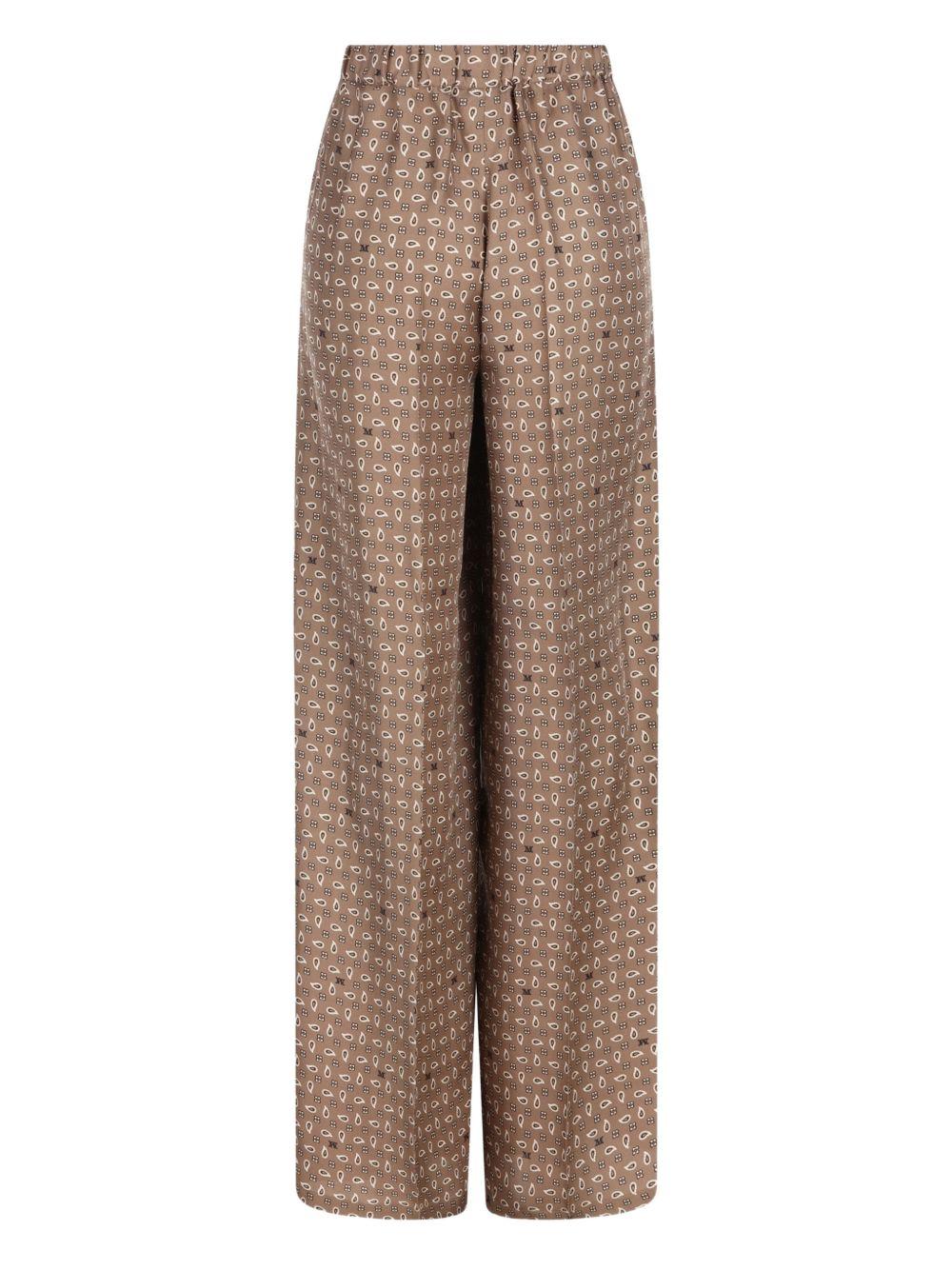 MAX MARA Pantaloni color nocciola con grafica all-over