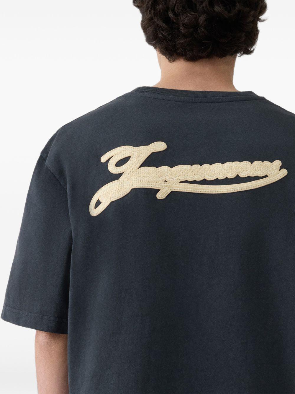 JACQUEMUS T-shirt Torneo blu in cotone con etichetta