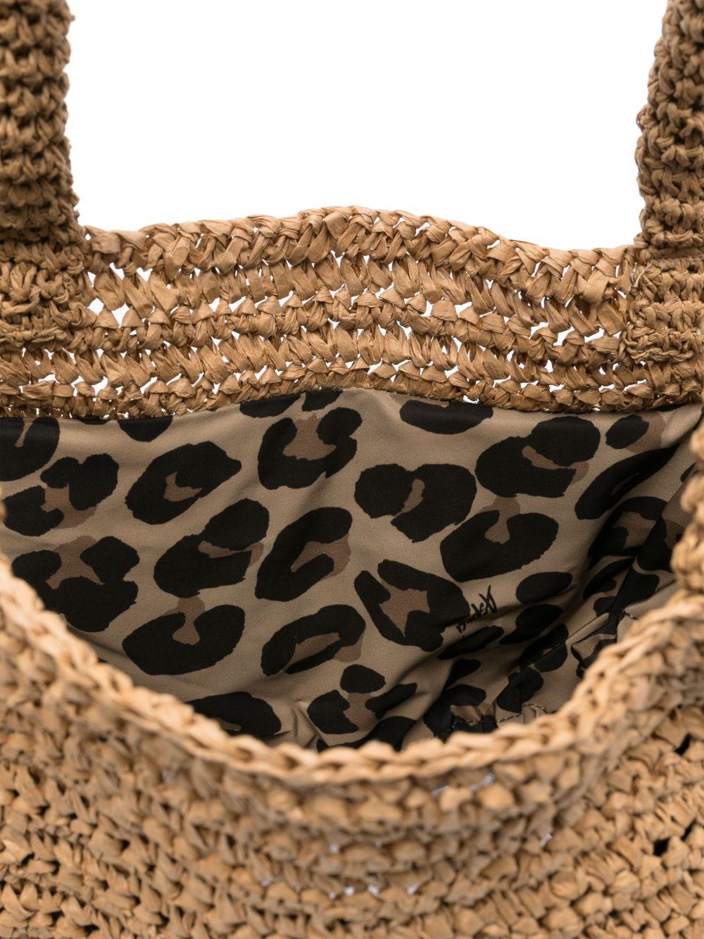 ASPESI Borsa shopping in rafia con scritta ricamata