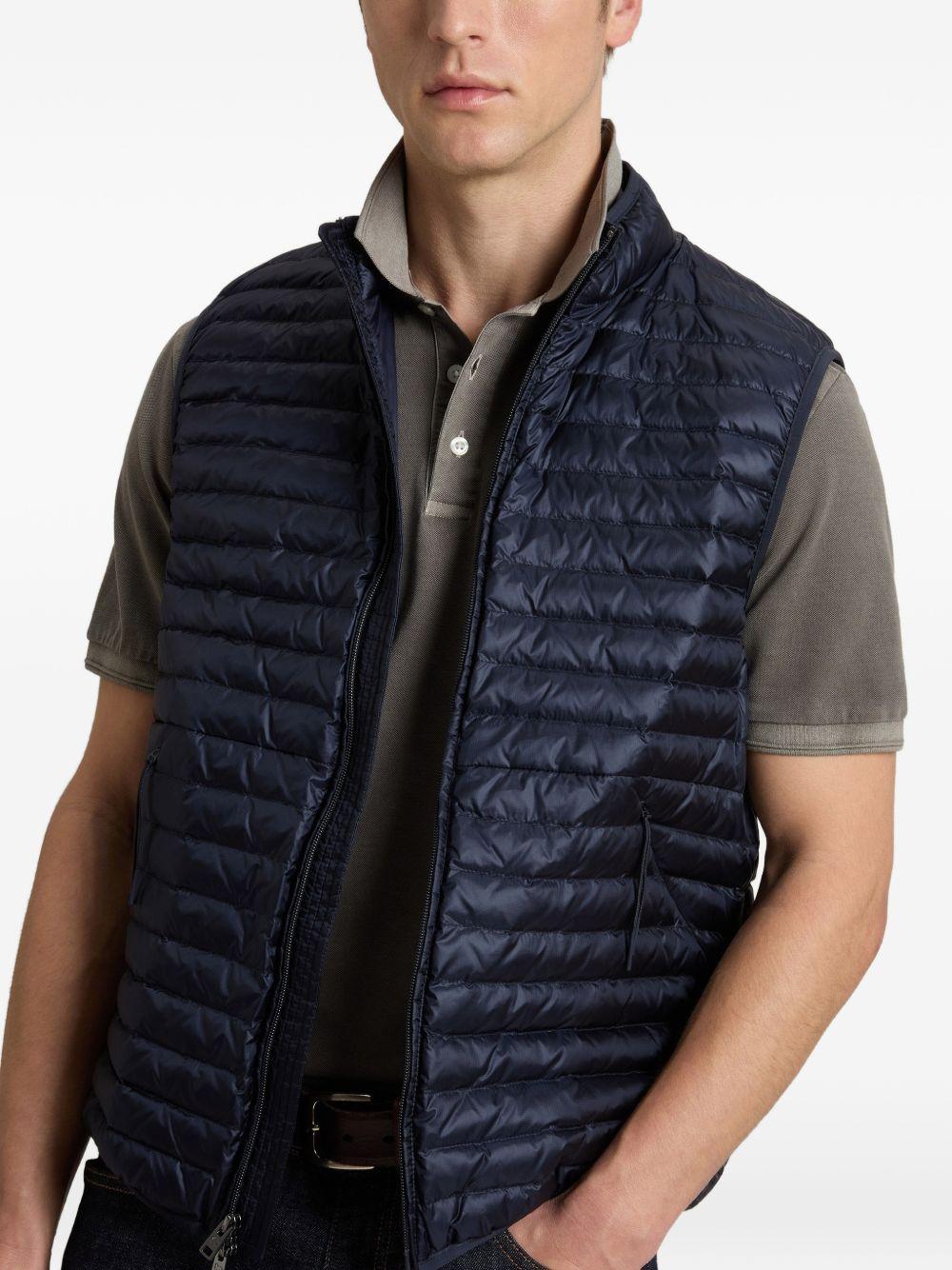 WOOLRICH Gilet trapuntato blu con zip