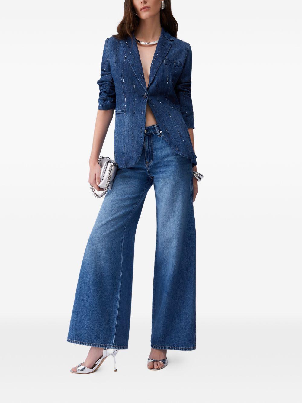LIUJO Blazer in denim blu con strass