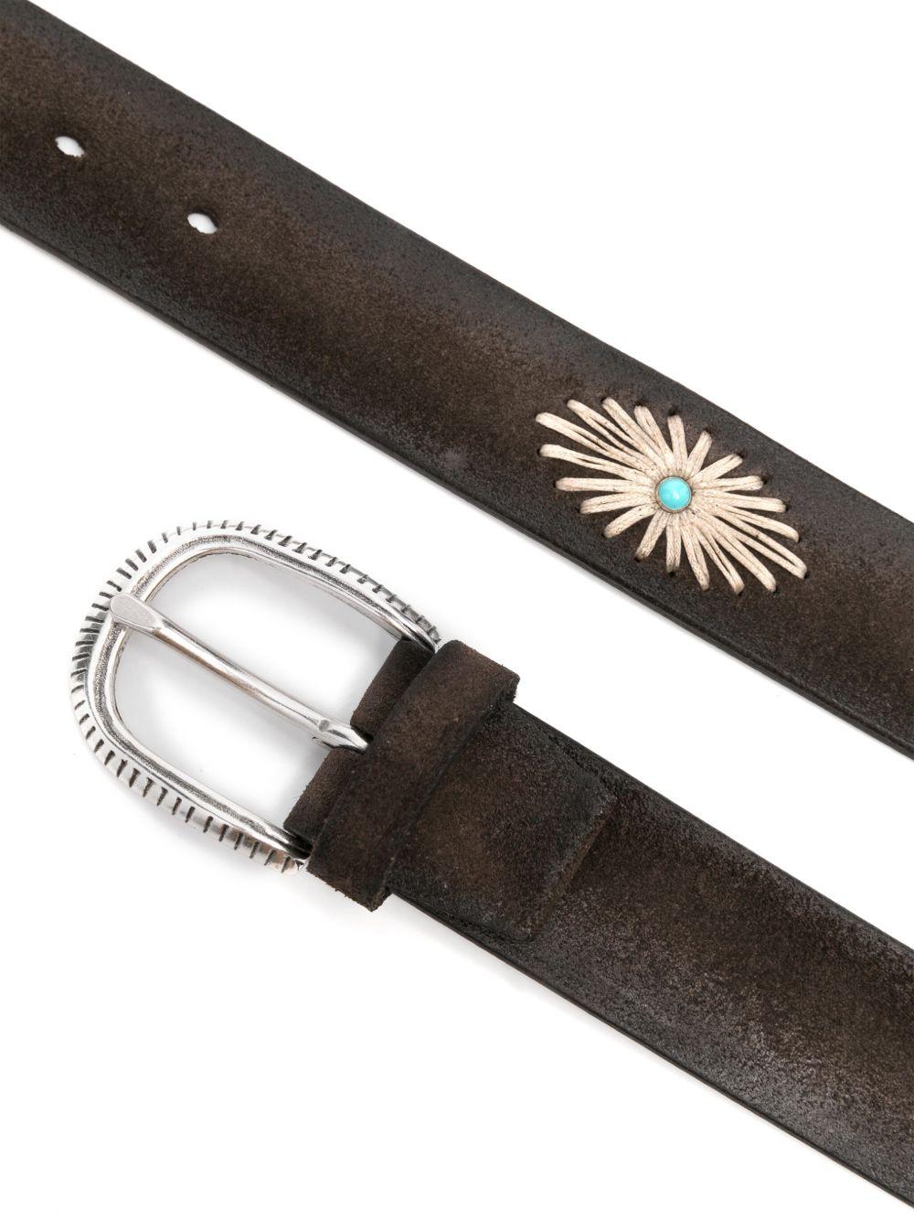 ALBERTOLUTI Cintura in pelle marrone con applicazioni