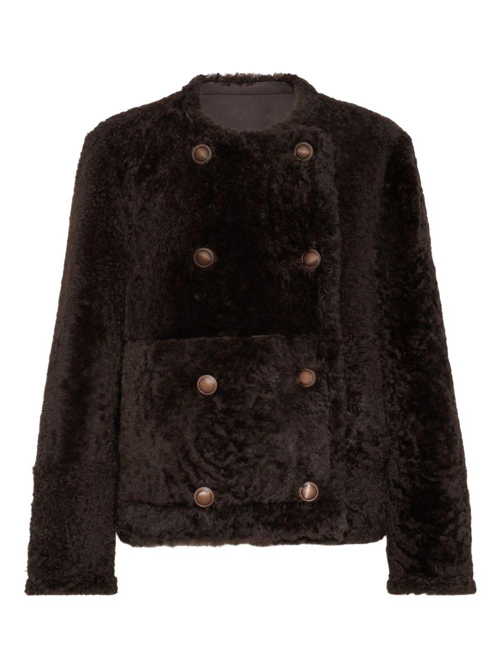 BRUNELLO CUCINELLI Caban Crop reversibile in shearling 'Fuzzy'