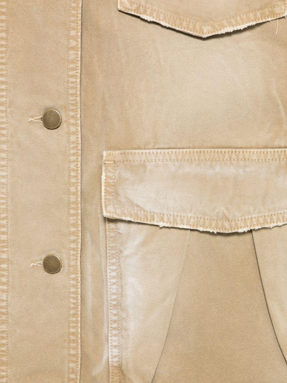 SEMICOUTURE Giacca Gloria color sabbia con colletto in pelle marrone