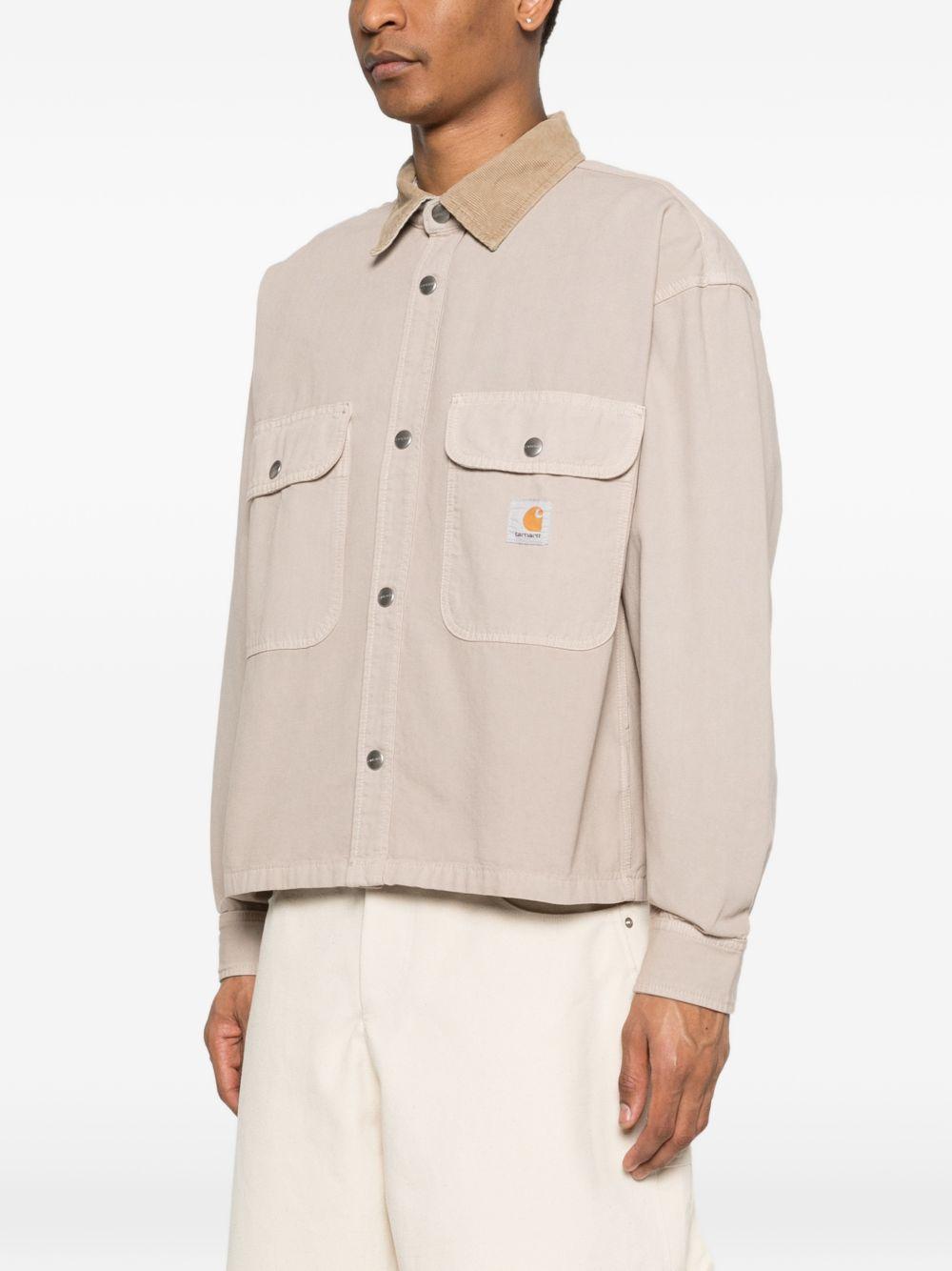 CARHARTT WIP Camicia in denim beige con tasche e colletto in velluto