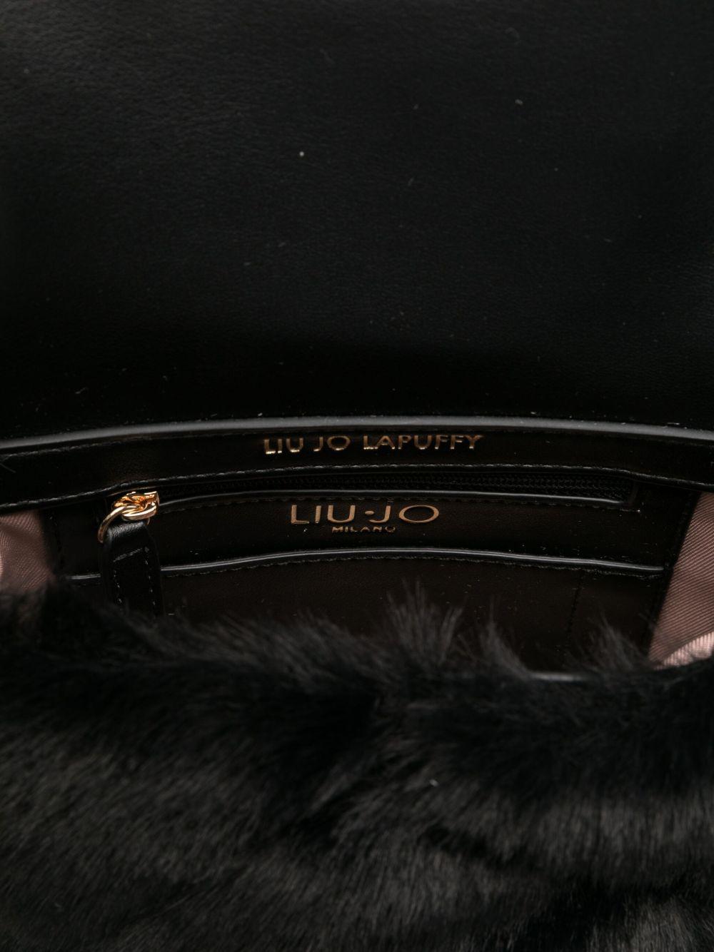 LIUJO Borsa nera in ecopelliccia con logo
